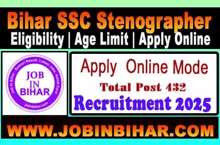 Bihar SSC Stenographer Recruitment 2025 date extension notic