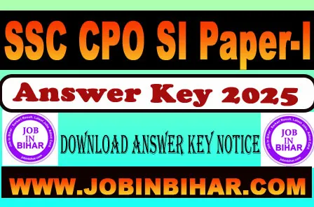SSC CPO SI Paper-I Answer Key 2025