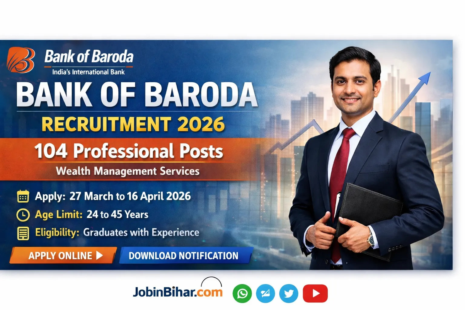 BOB Professional Recruitment 2026 – Apply for 104 Posts Bank of Baroda Professional Recruitment 2026 Notification
