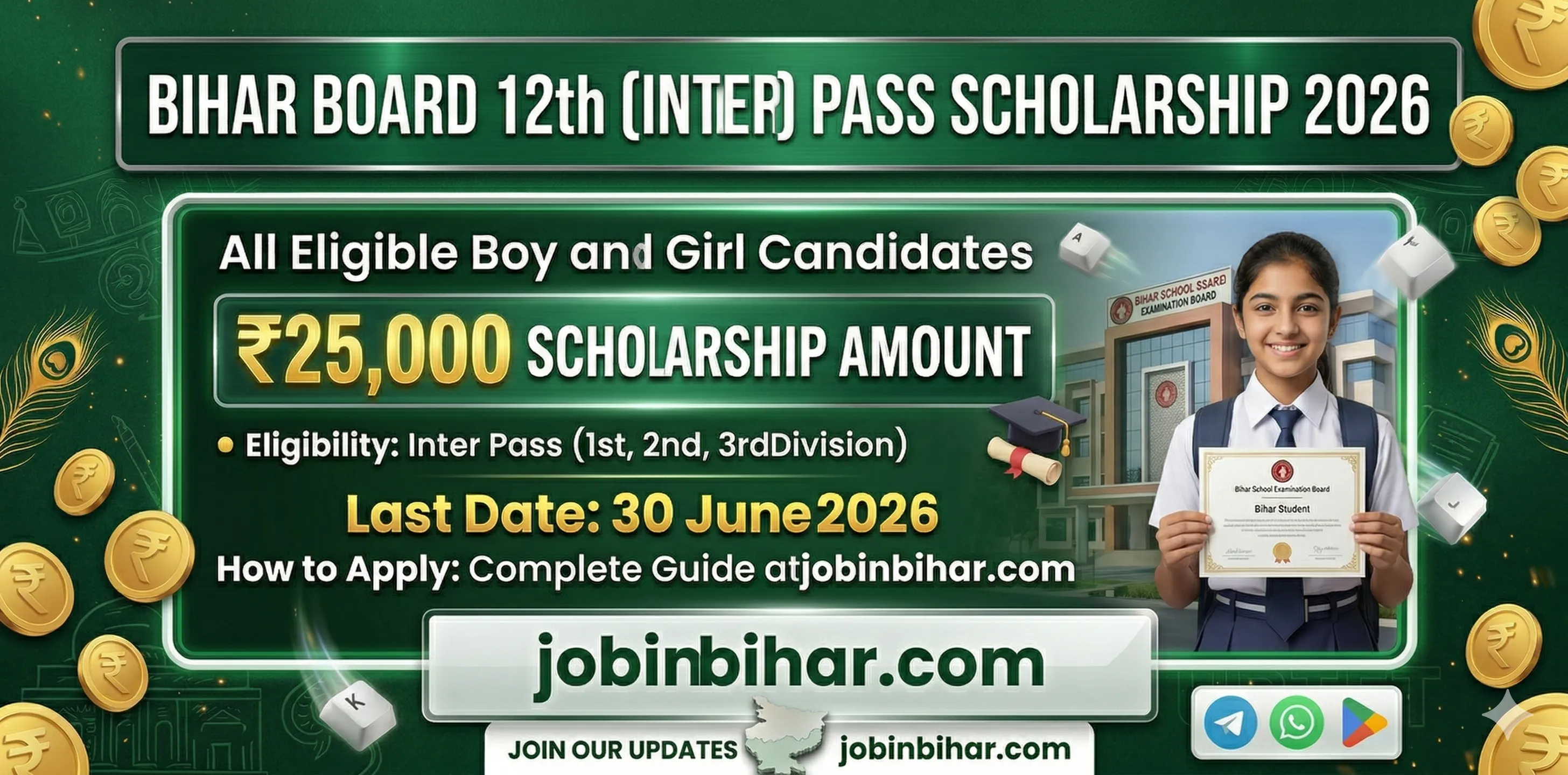 Bihar Board Inter Pass Scholarship 2026 Application Process 