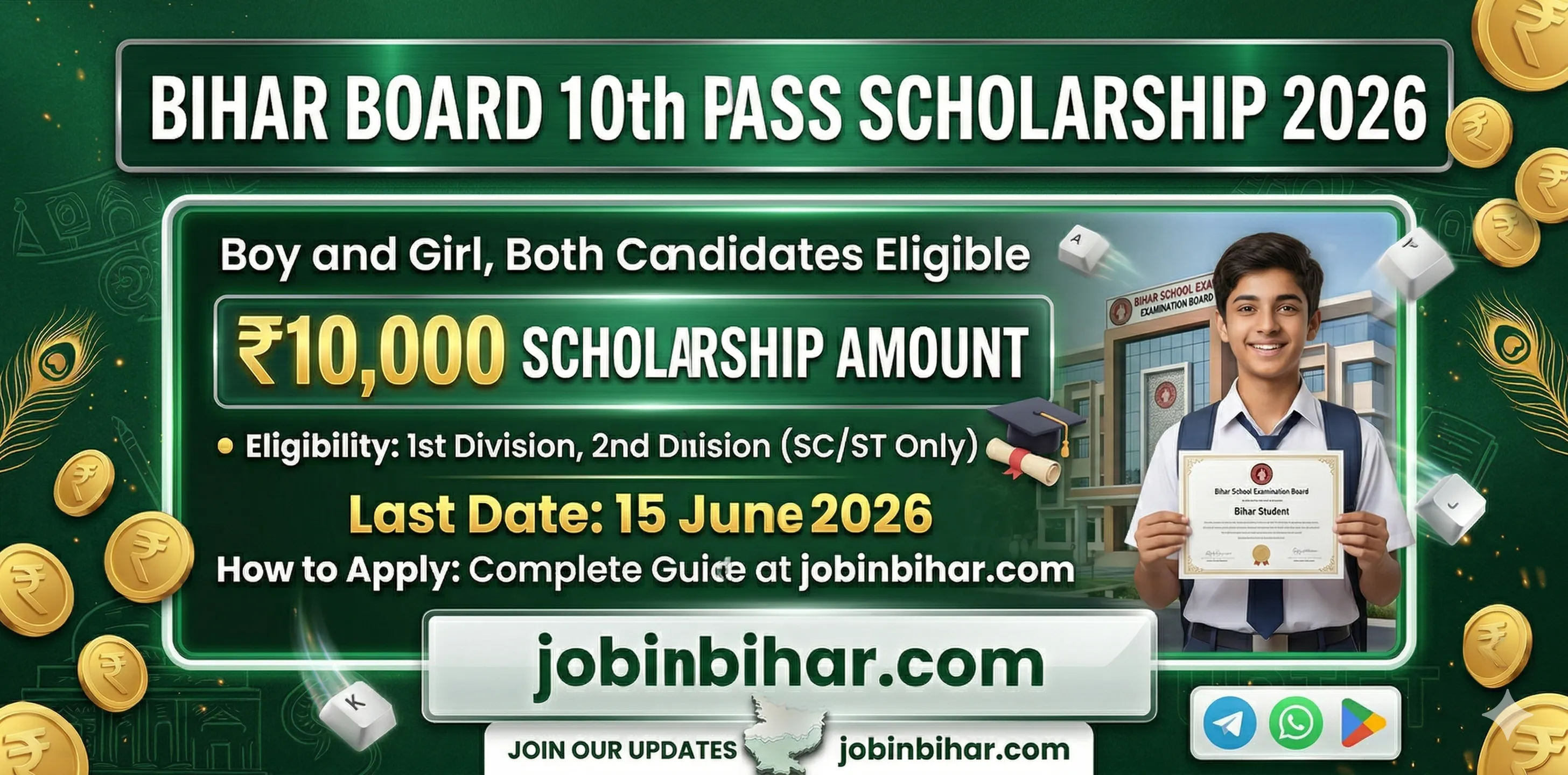 Bihar Board 10th Pass Scholarship 2026 Registration