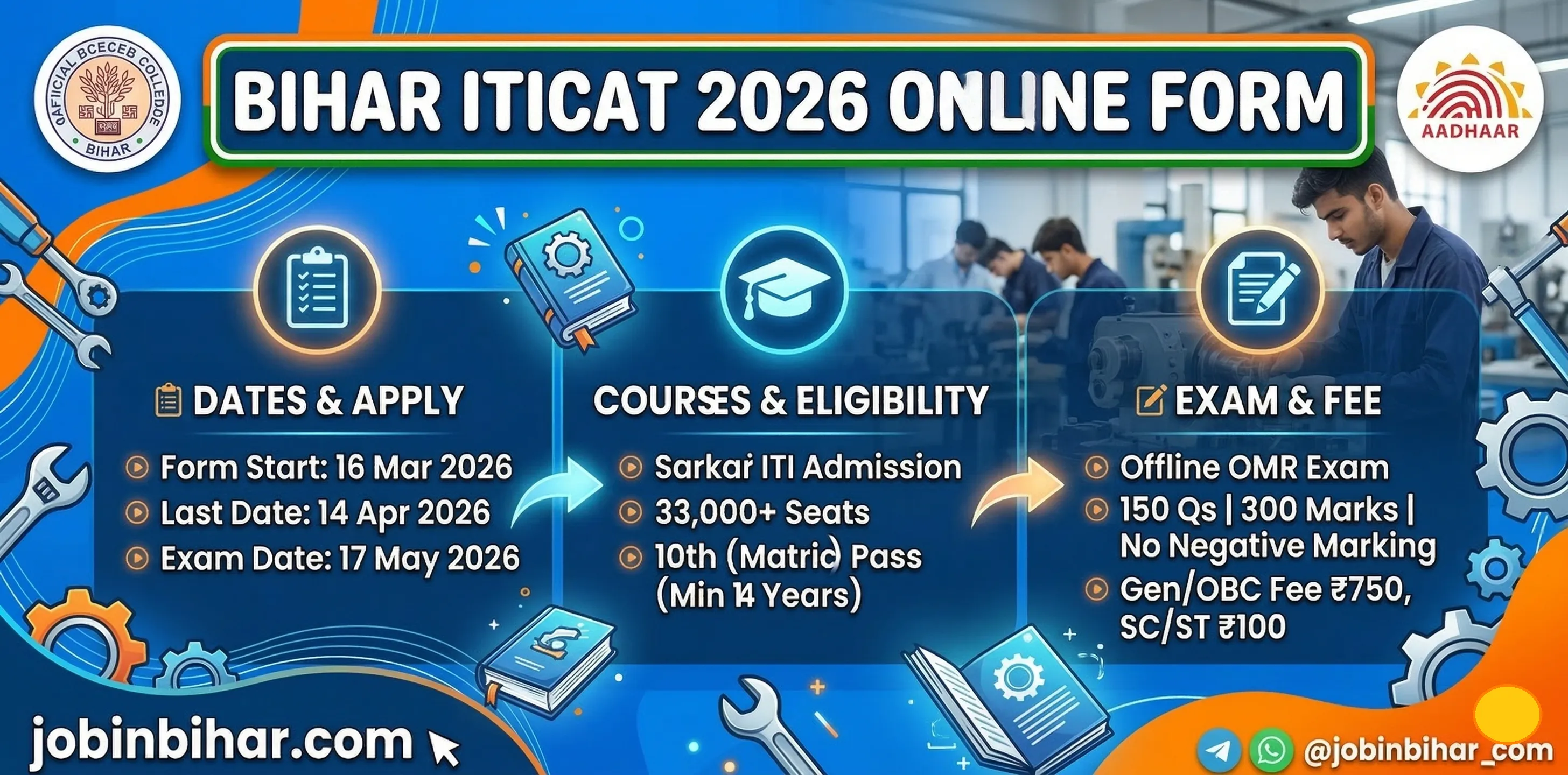 Bihar ITICAT 2026 Online Form: Date, Fees, Exam Pattern