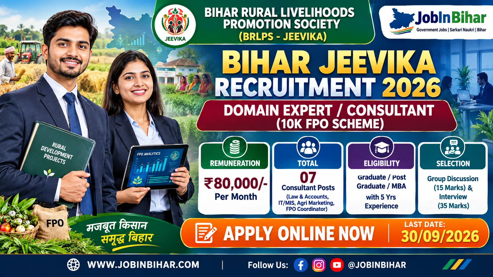 Bihar Jeevika Domain Expert Recruitment 2026 Banner