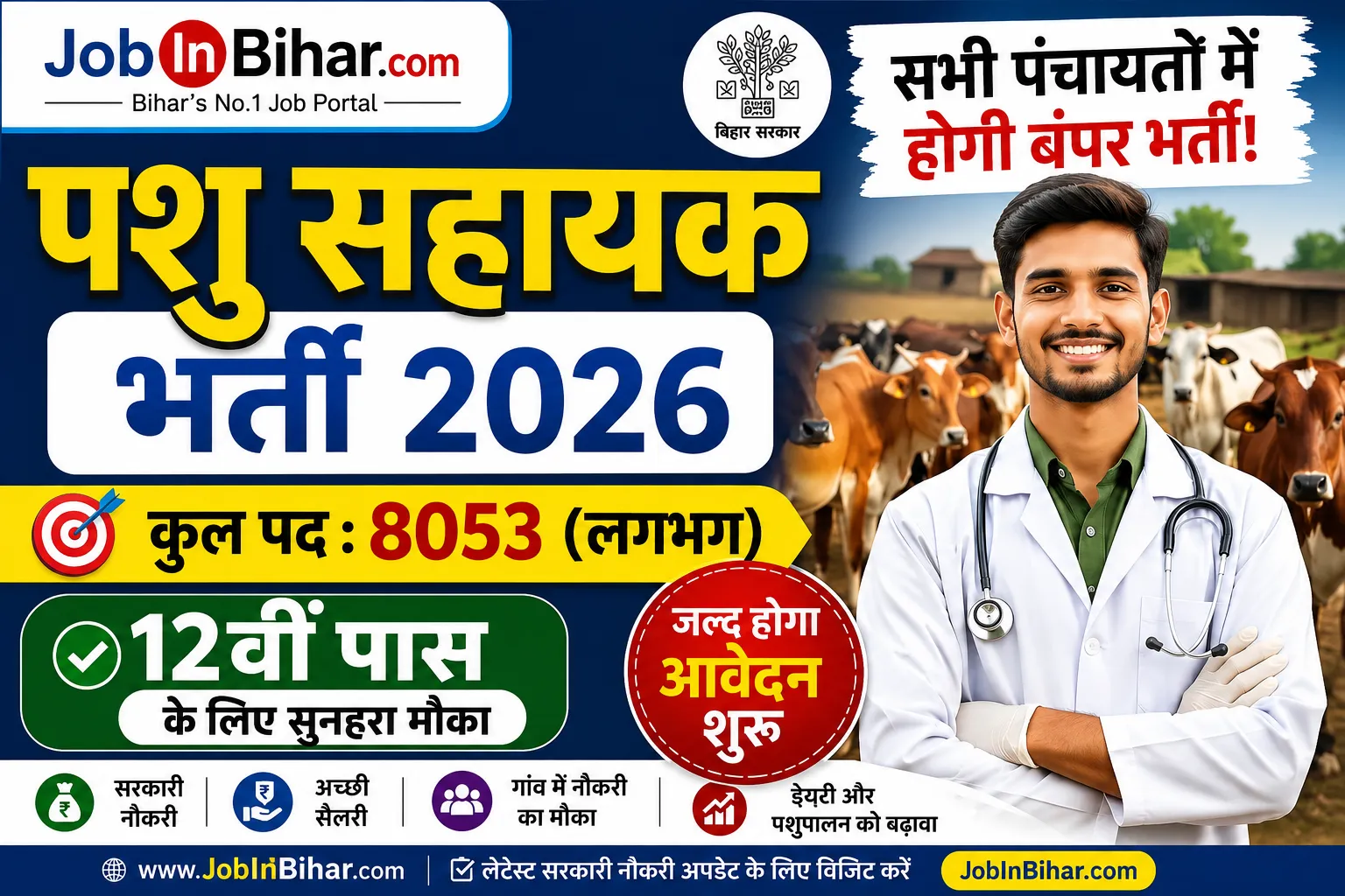 Bihar Panchayat Pashu Sahayak 8053 Bharti 2026 Notice