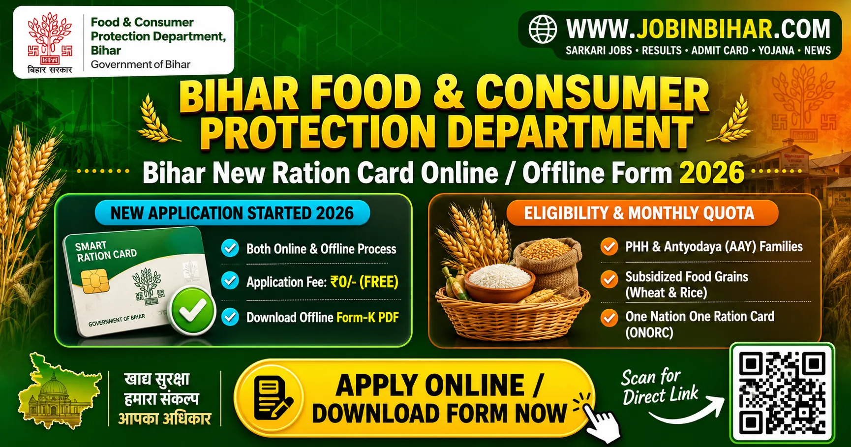 Bihar Ration Card Online Apply 2026 Banner