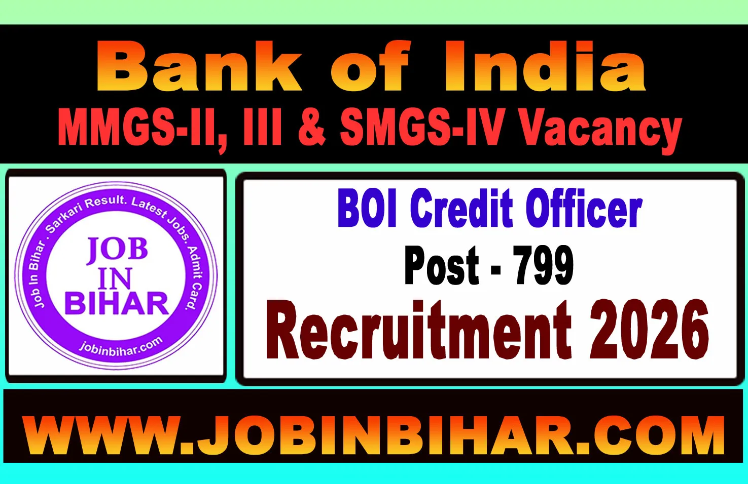 Bank of India BOI Credit Officer 2026 Recruitment Notice