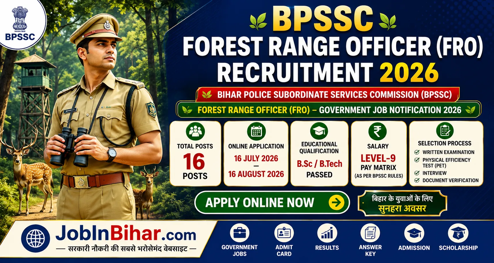 BPSSC Forest Range Officer FRO Recruitment Online Form 2026