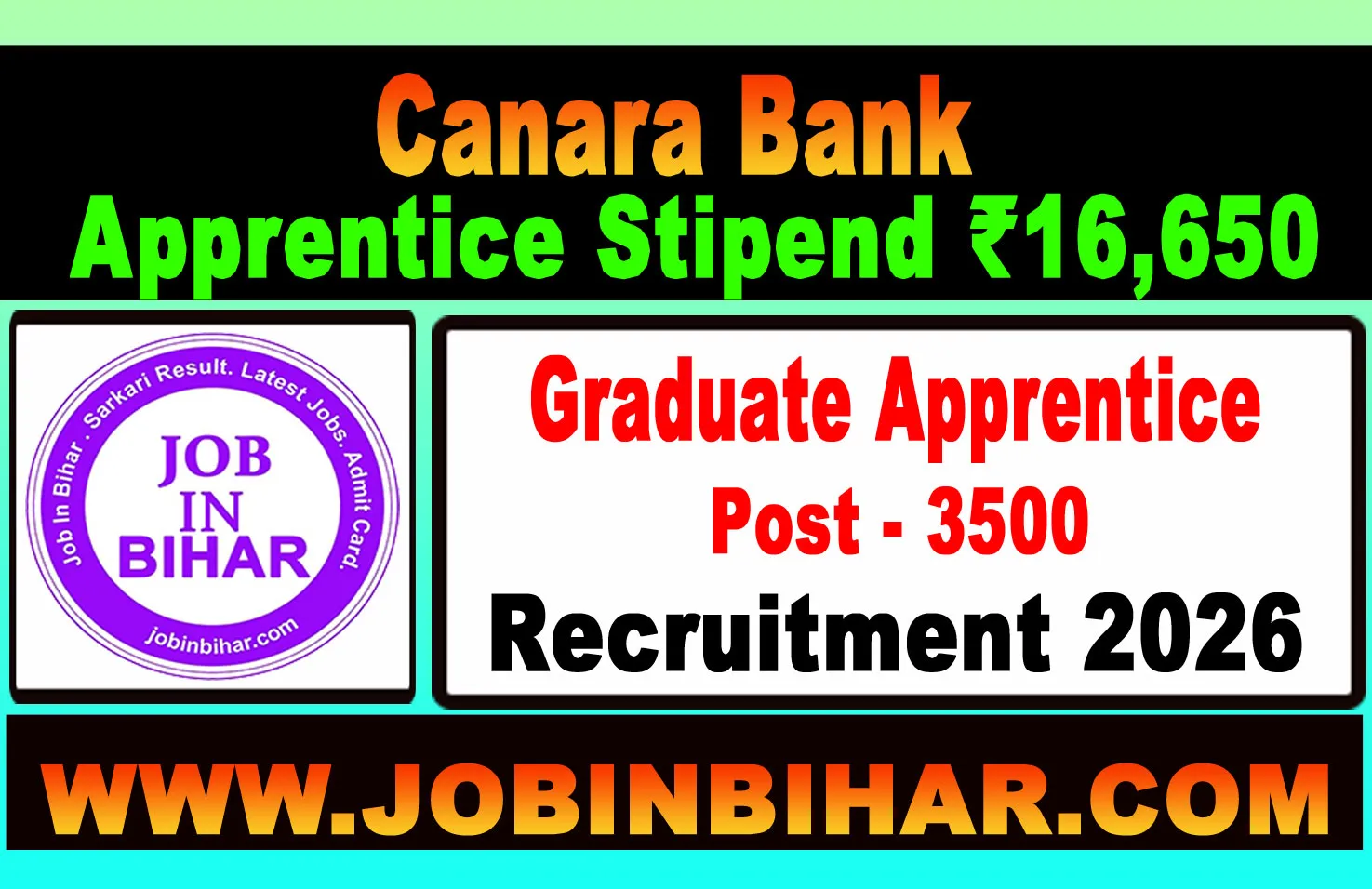 Canara Bank Apprentice Recruitment 2026 Notification Banner