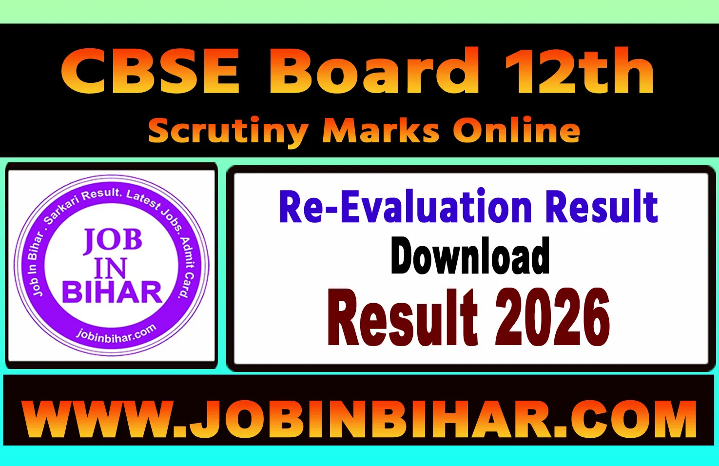 CBSE Board Class 12th Re Evaluation Result Online 2026