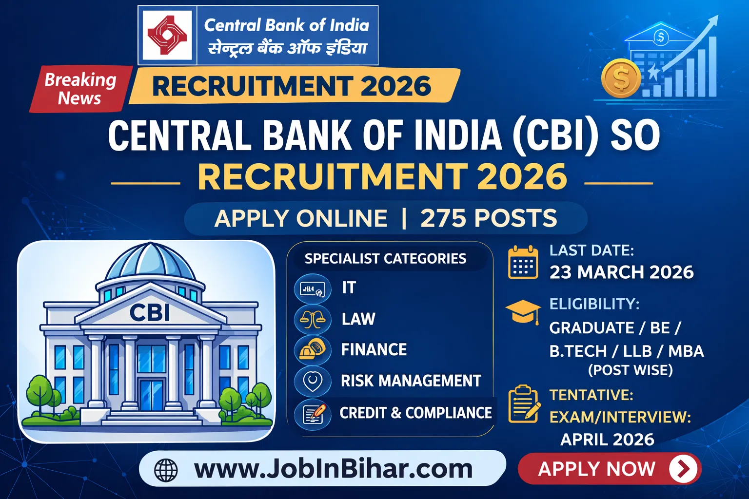 CBI Specialist Officer Recruitment 2026 | Apply Online central-bank-of-india-cbi-so-recruitment-2026-notification