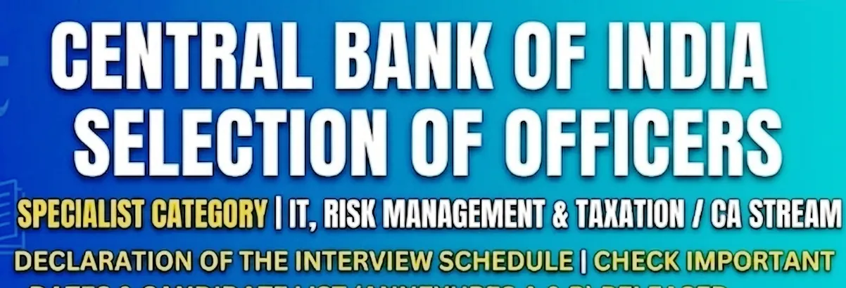 Central Bank Specialist Officer Interview Date 2026