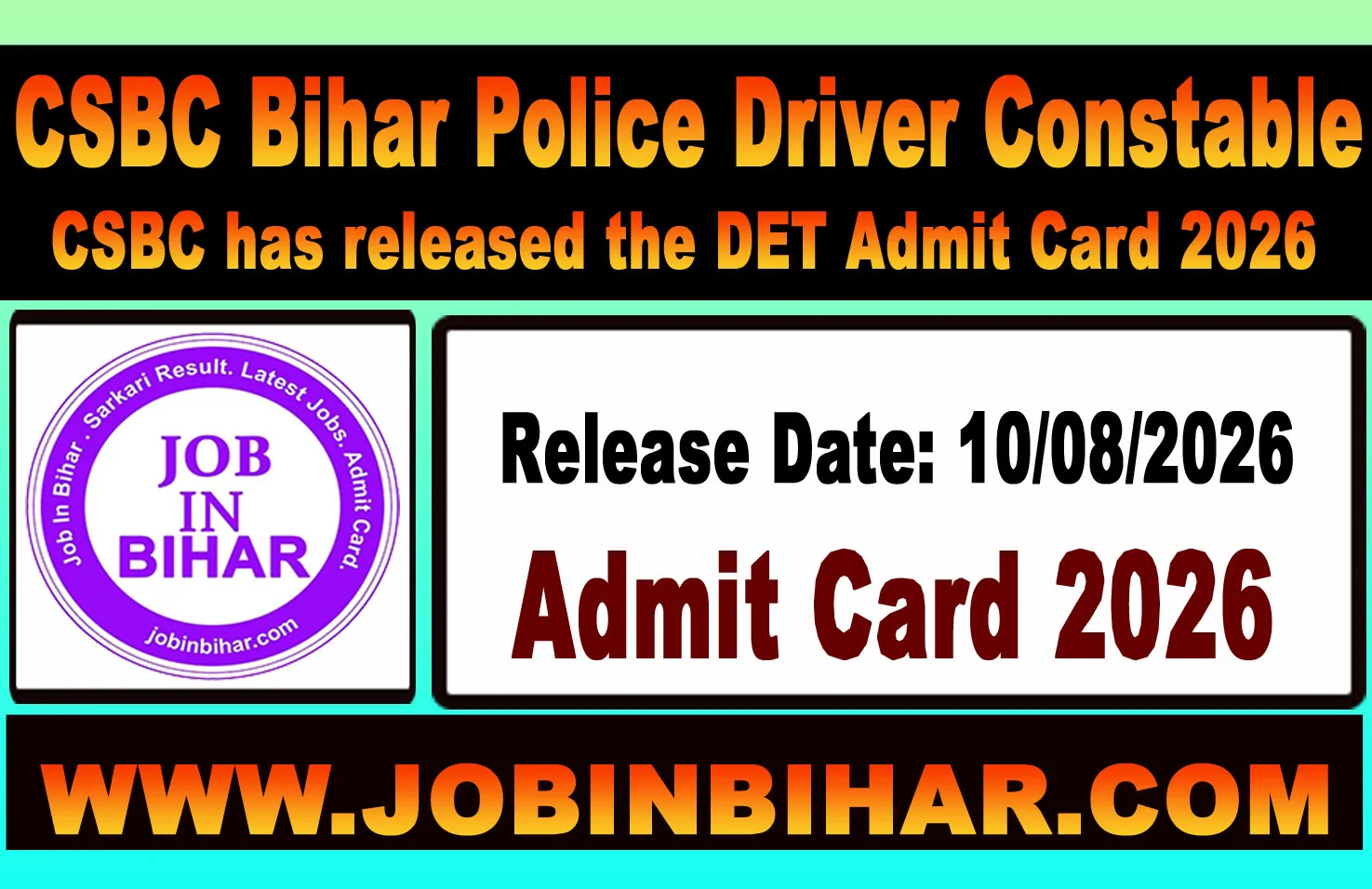 CSBC Bihar Police Driver Constable Admit Card 2026