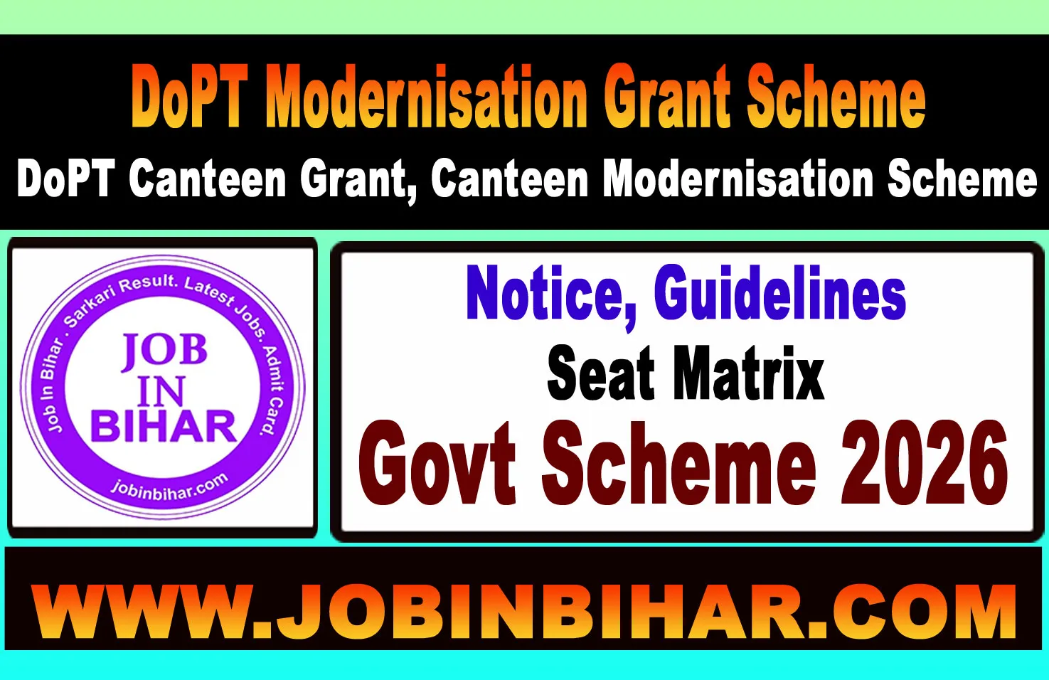DoPT Canteen Modernisation Grant Scheme Notice 2026