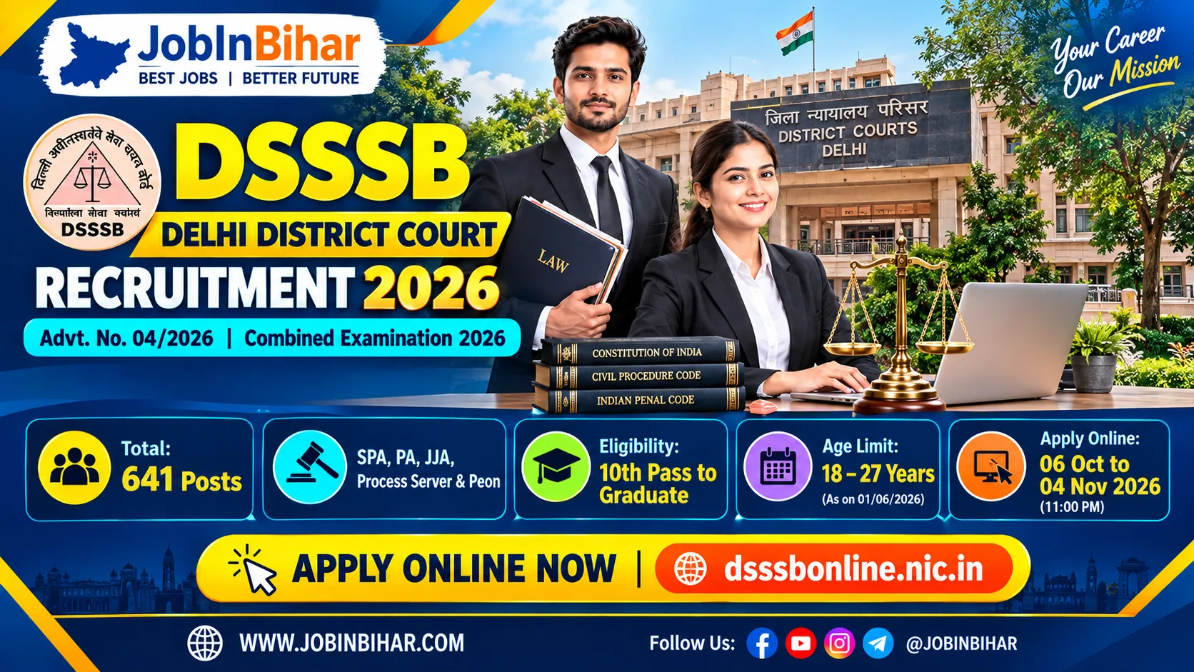DSSSB Delhi District Court Recruitment 2026 Notification Ban