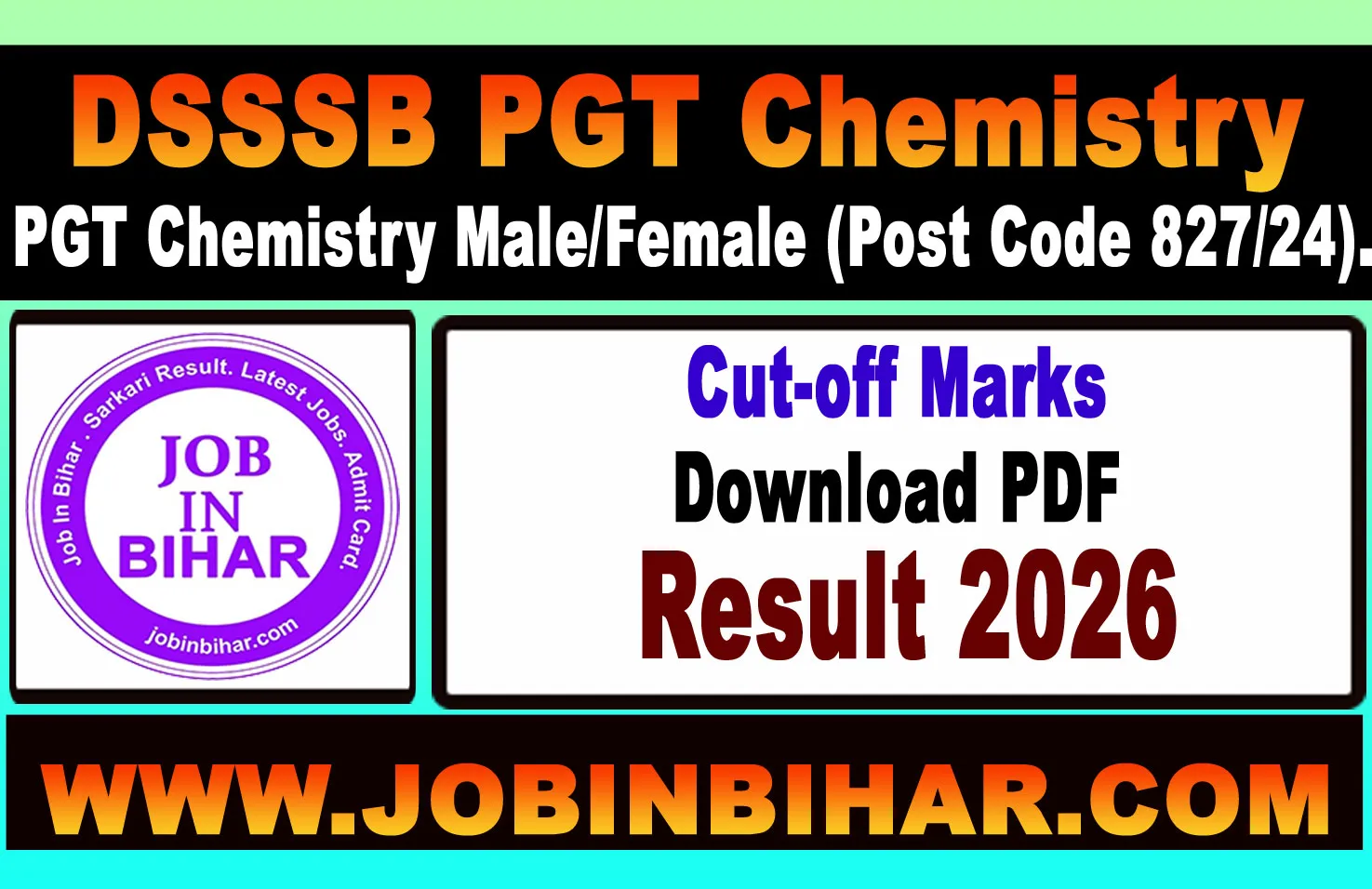 DSSSB PGT Chemistry Result and Rejection Notice 2026 PDF