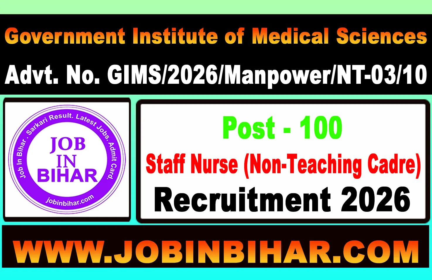 GIMS Greater Noida Staff Nurse Recruitment 2026 Banner