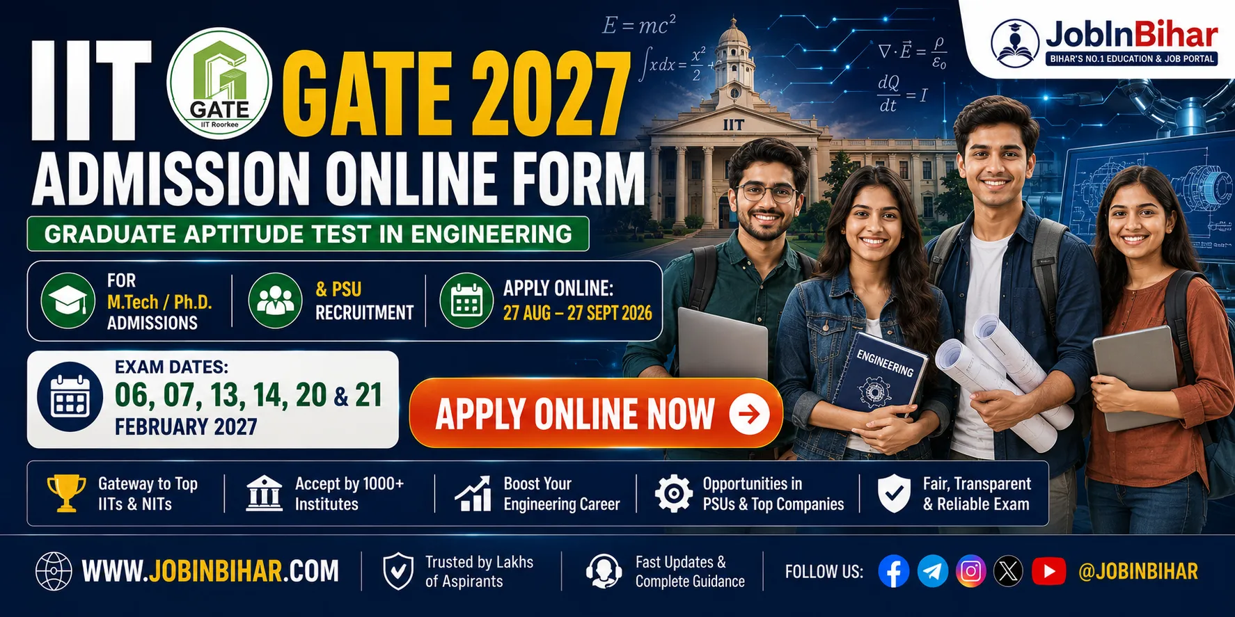 IIT GATE 2027 Admission Online Form Banner