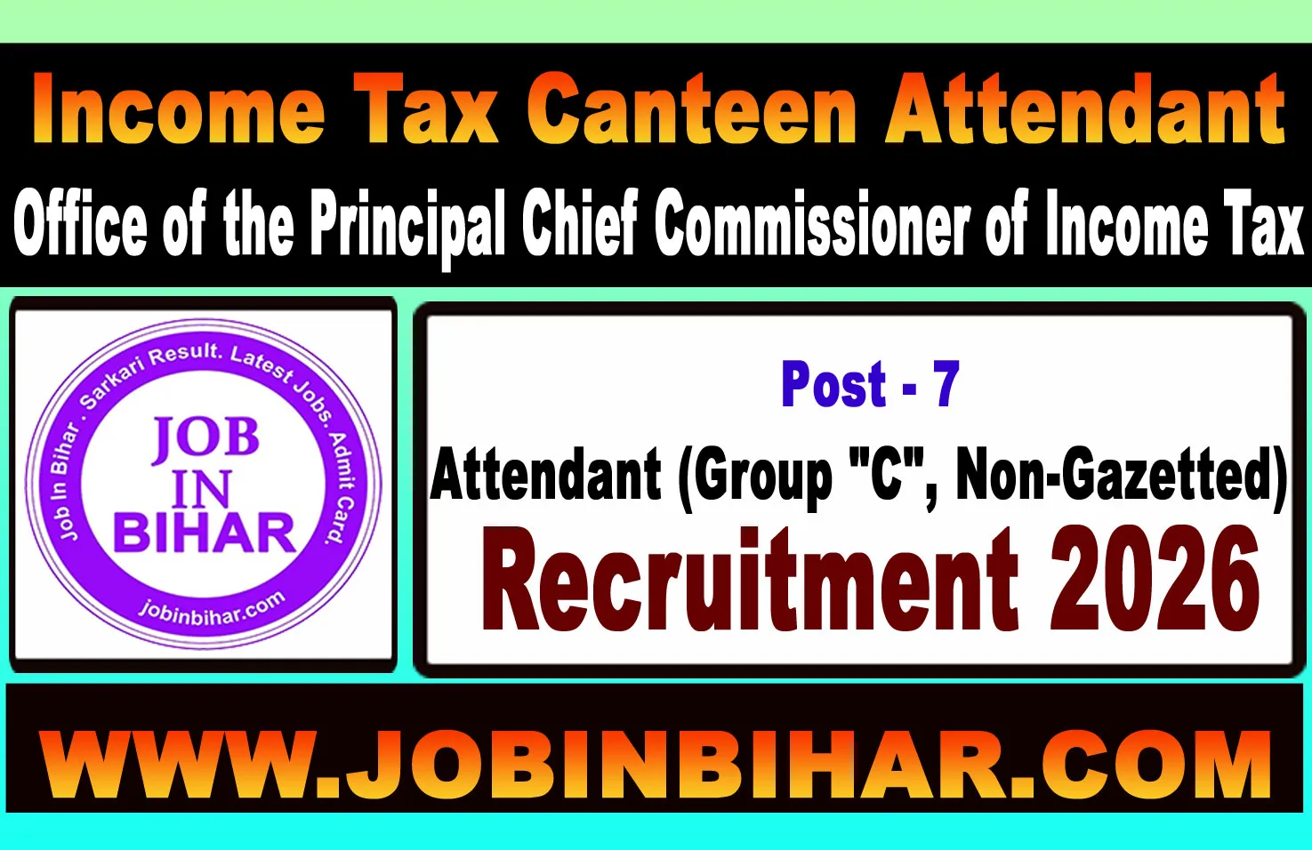 Income Tax Canteen Attendant Recruitment 2026 Banner