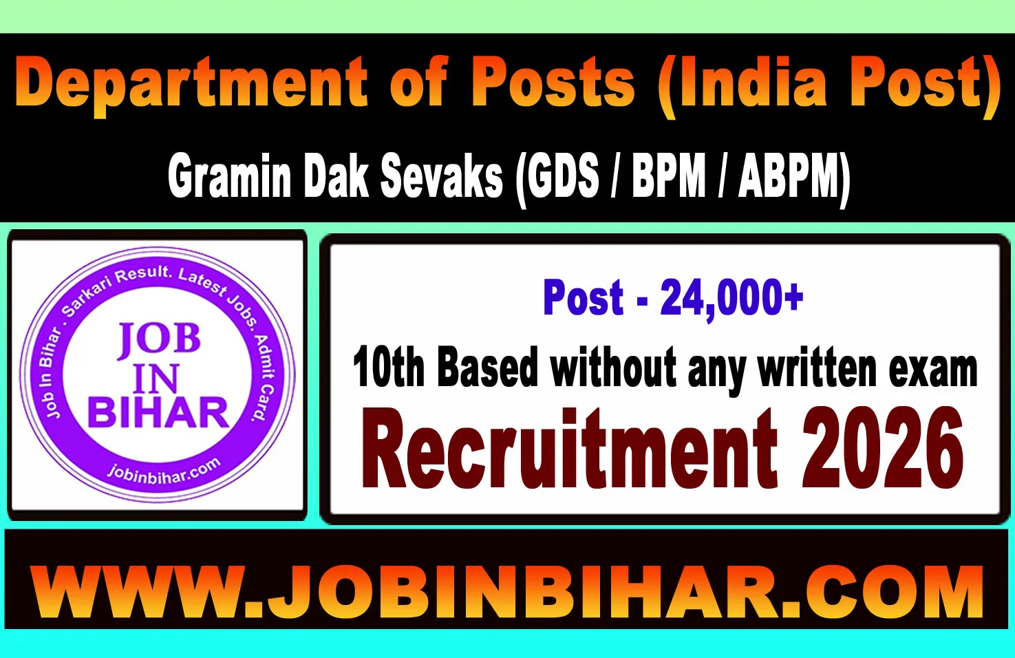 India Post GDS Recruitment 2026 Notification Banner