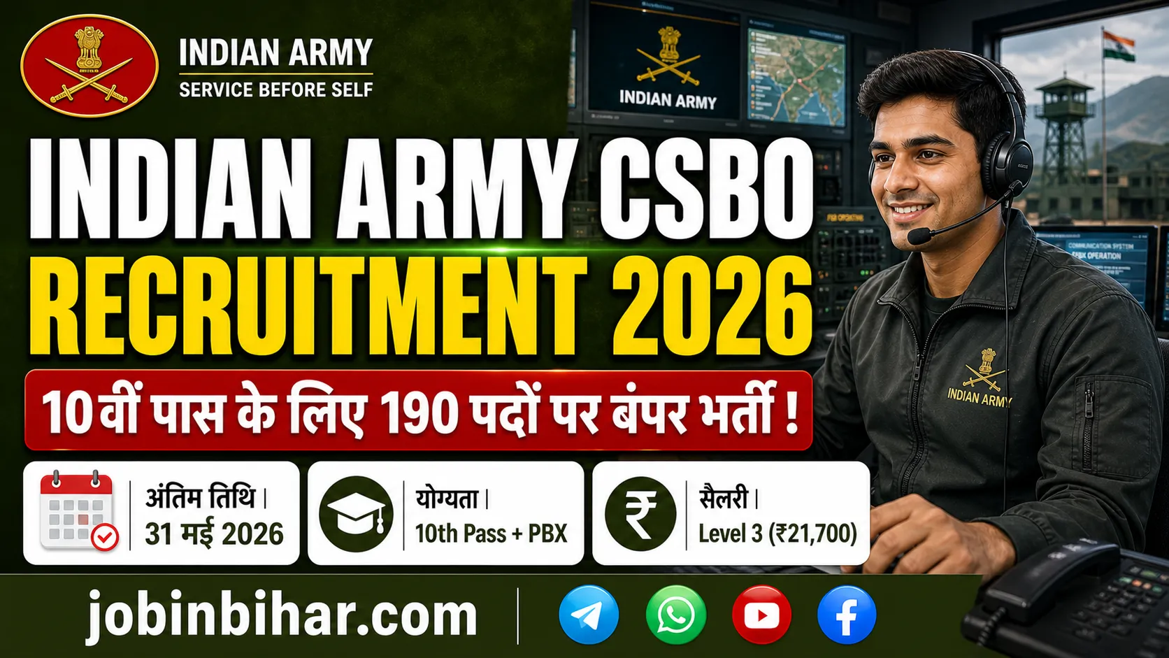 Indian Army CSBO Grade 2 Recruitment 2026 Online Form