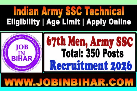 Indian Army SSC Technical 67th Men Recruitment 2026