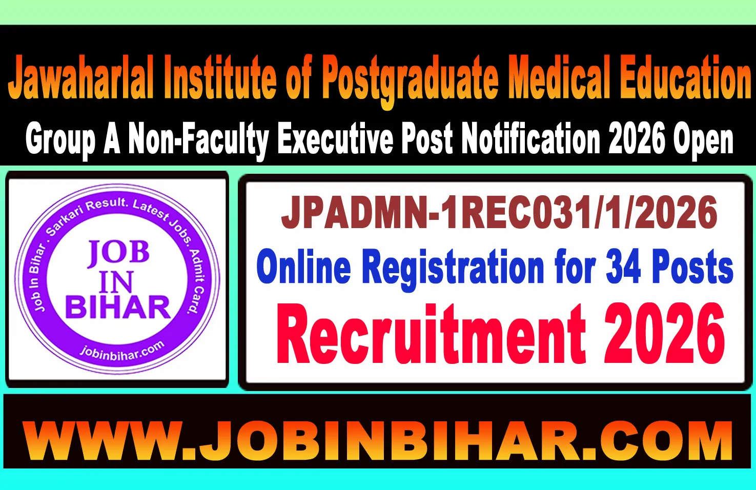 JIPMER Group A Non Faculty Online Application Interface