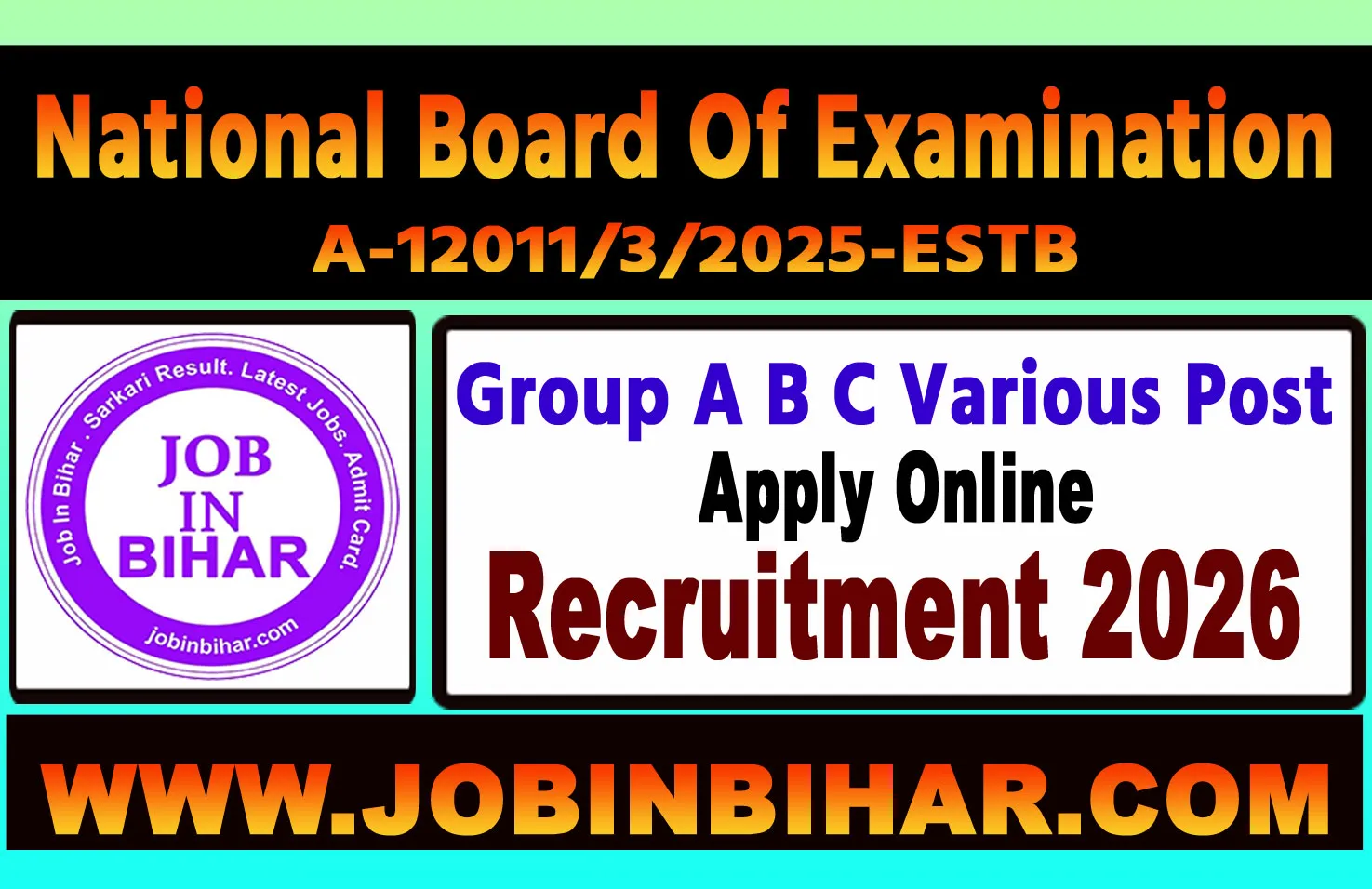 NBEMS Group A B C Various Post Online Recruitment Notice