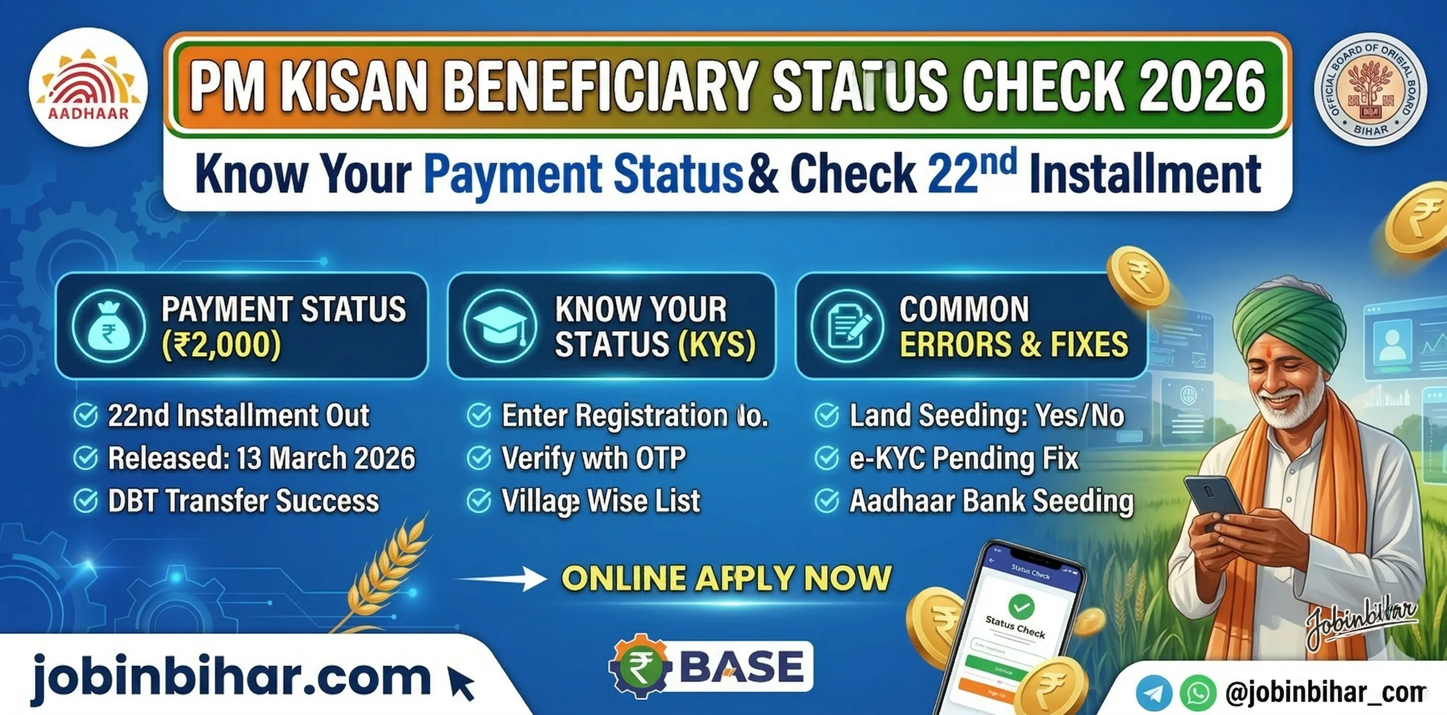 PM Kisan Beneficiary Status Check 2026: 22nd Installment