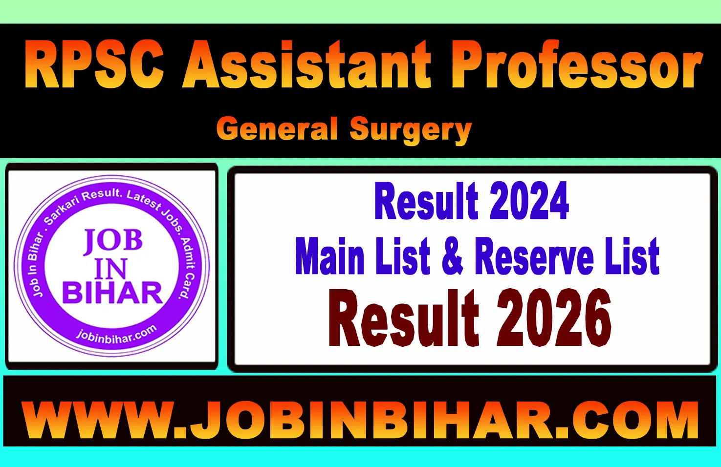 RPSC Assistant Professor General Surgery Result Merit List