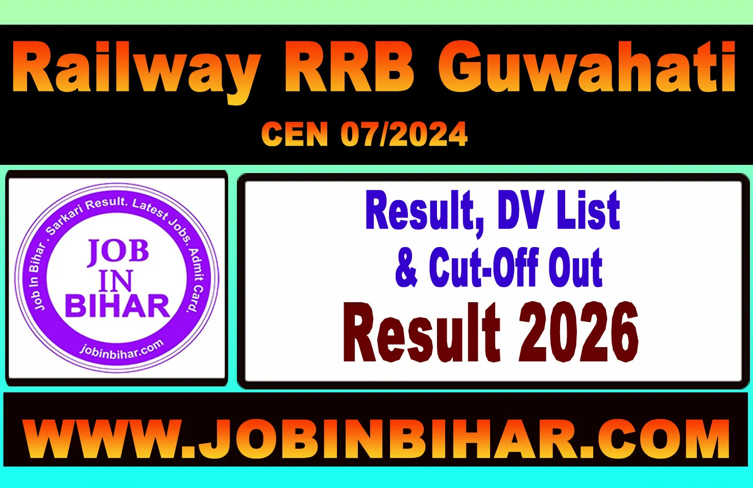 RRB Guwahati CEN 07/2024 Ministerial Categories Result