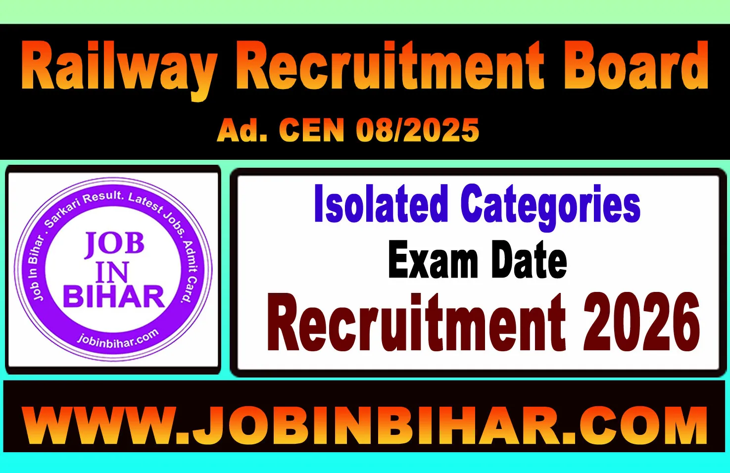 RRB Isolated Categories Various Posts 2026 Exam Notice