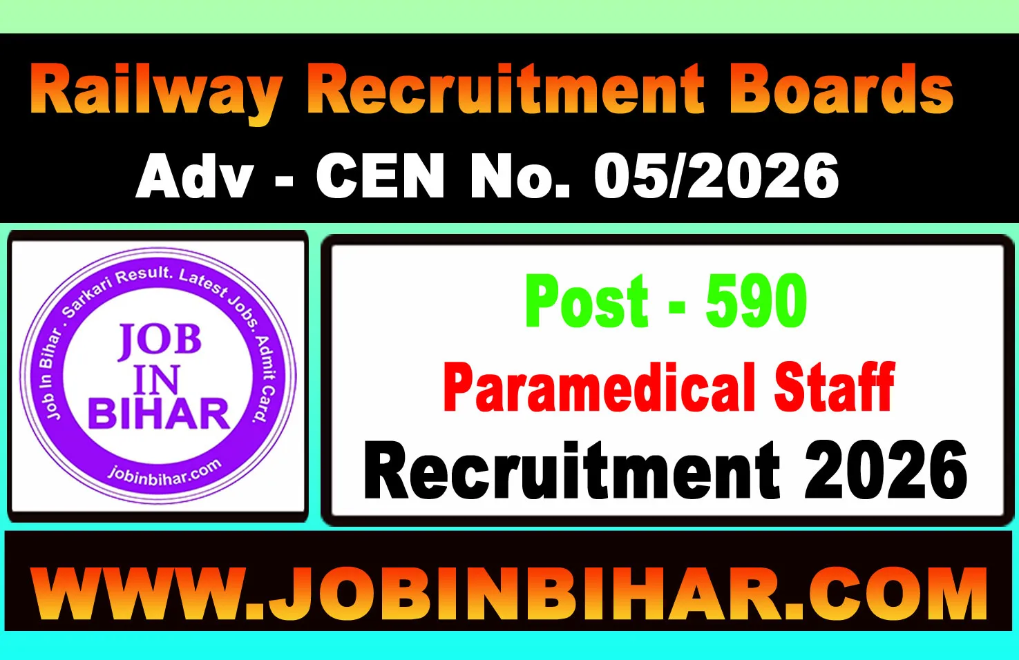RRB Paramedical Recruitment 2026 CEN 05/2026 Banner