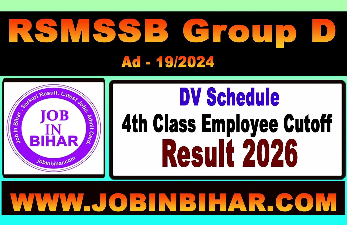 RSMSSB Fourth Class Employee Group D Revised Result Notice