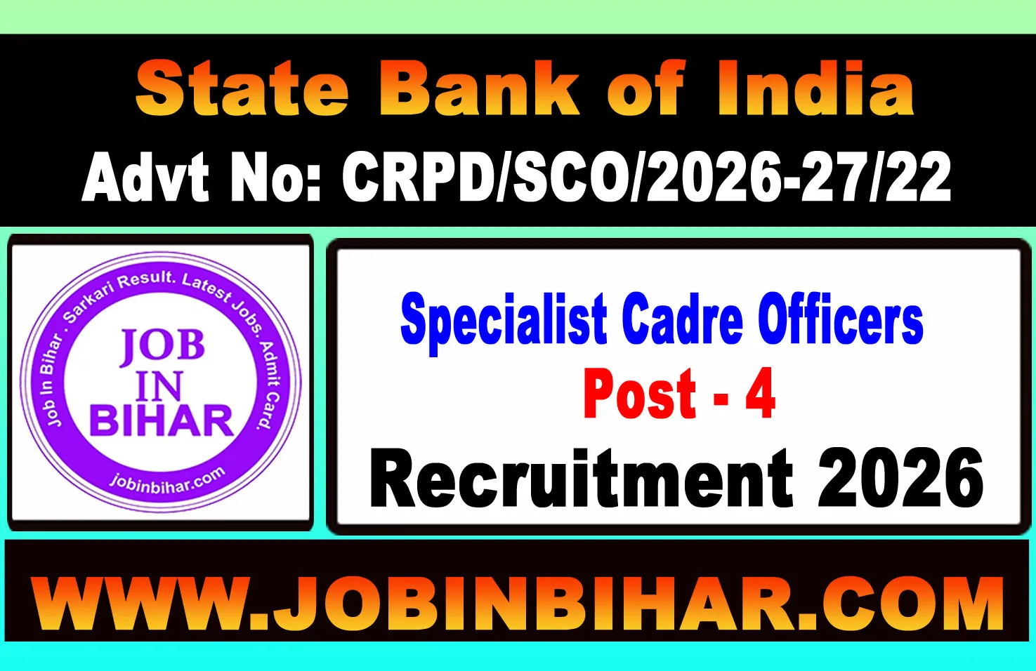 SBI SCO IT Risk Recruitment 2026 Notification Banner