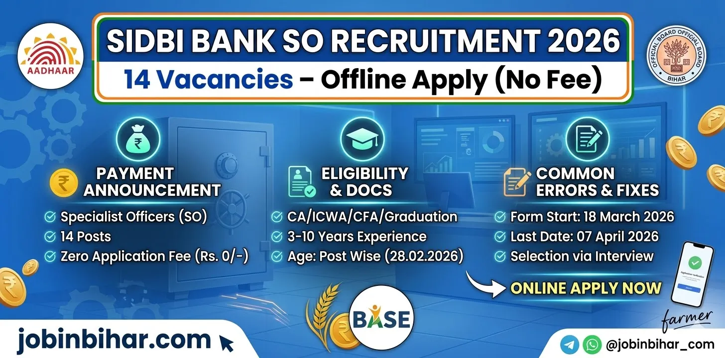 SIDBI SO Recruitment 2026, SIDBI Vacancy 2026, Specialist Of