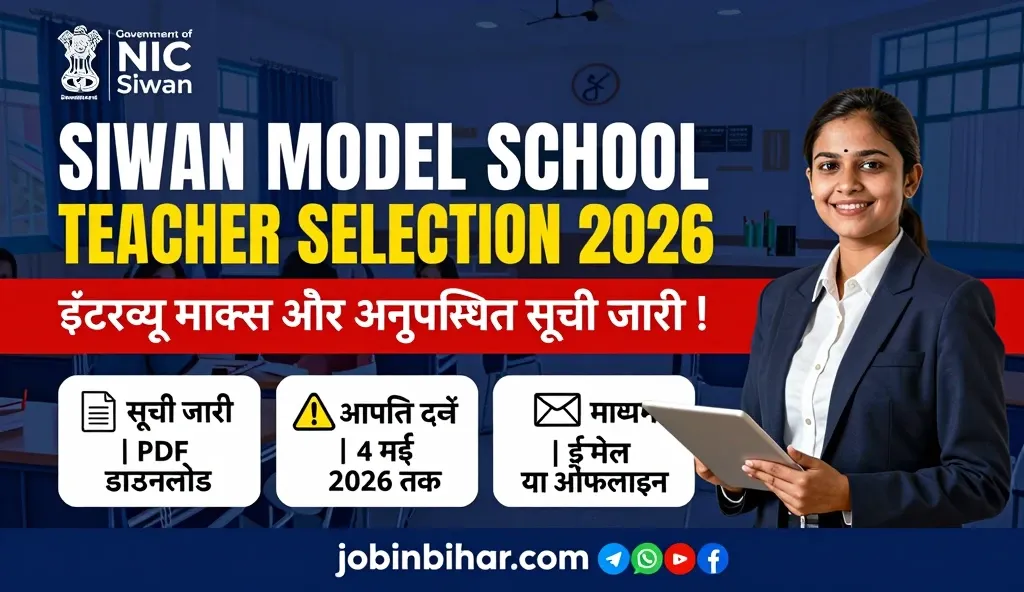 Siwan Model School Teacher Selection 2026 Marks & Absent Lis