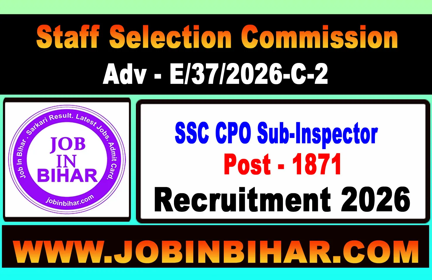 SSC CPO SI Recruitment 2026 Online Form Notification