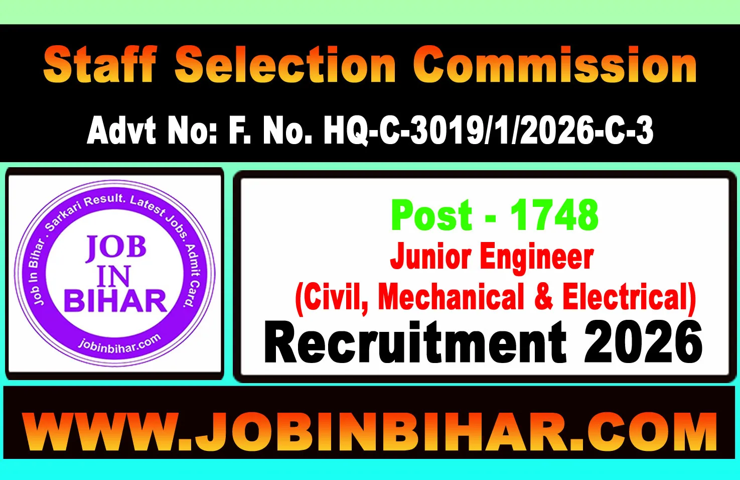 SSC JE Recruitment 2026 Online Application Banner