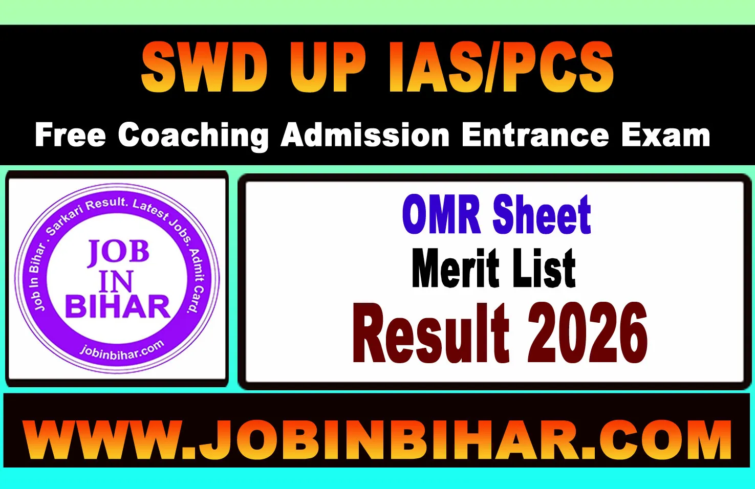 SWD UP IAS PCS Free Coaching Entrance Exam Result 2026